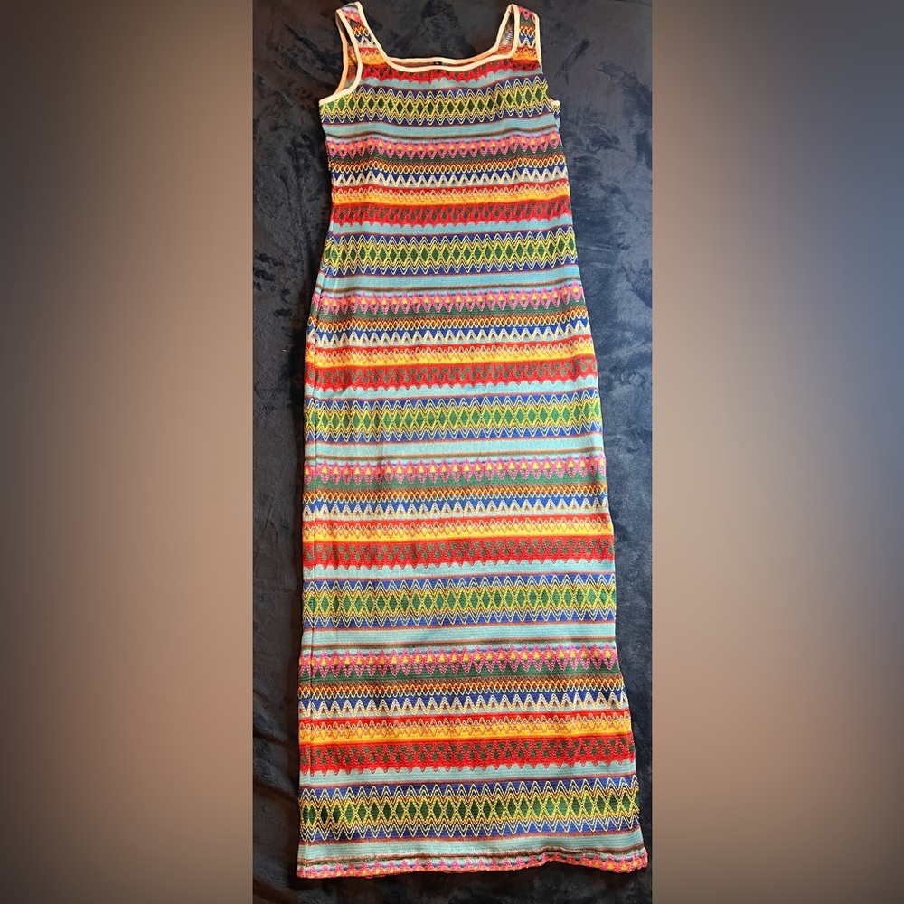 Chevron Striped Pattern Square Neck Tank Dress